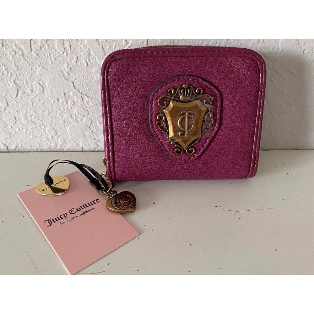 Juicy Couture Juicy Romance Coin Zip Around Wallet Plum Berry NEW